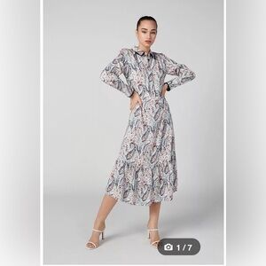 SPLASH Printed A-line Midi Dress with Long Sleeves